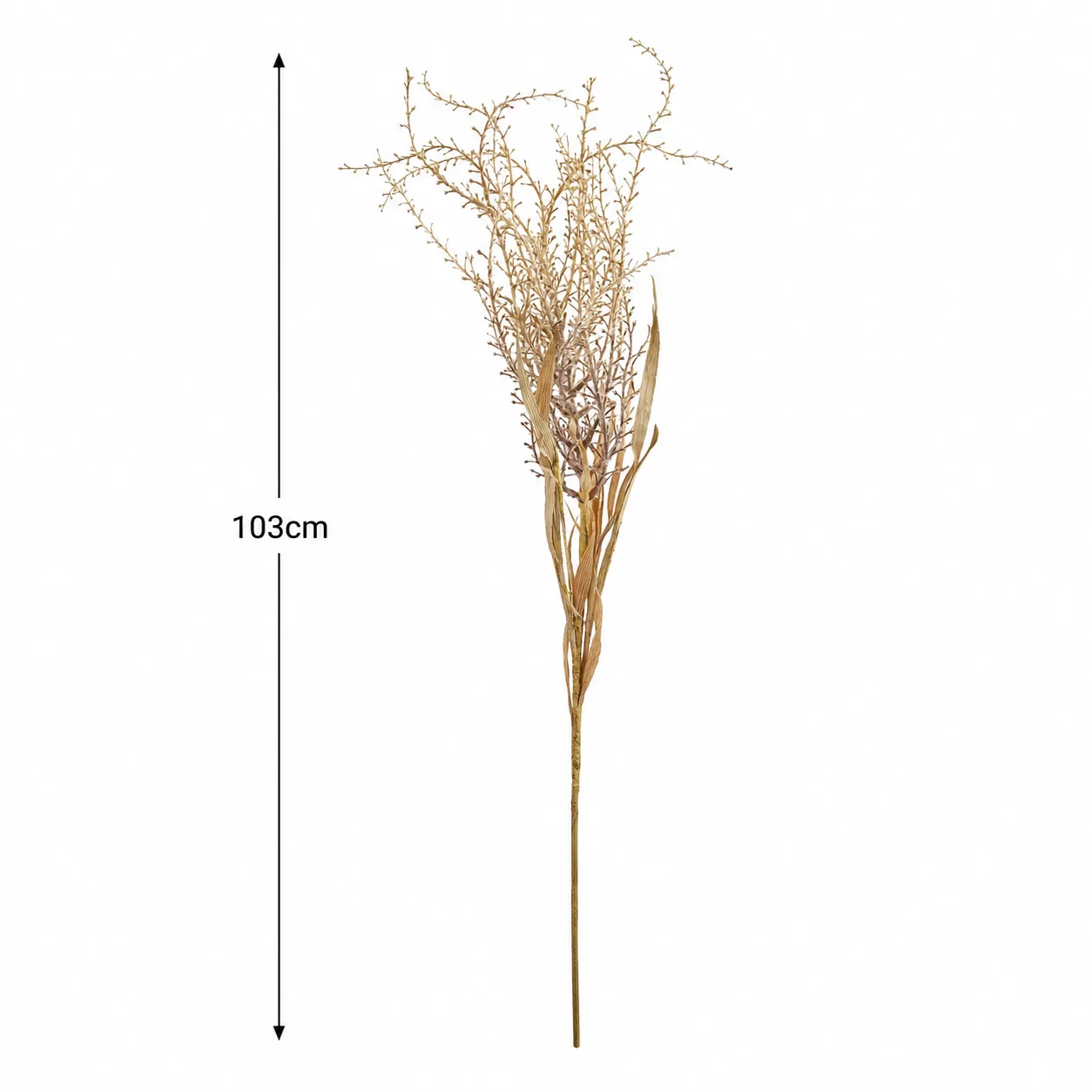 Rama de pampas artificial suelta real al tacto, Beige (103cm)