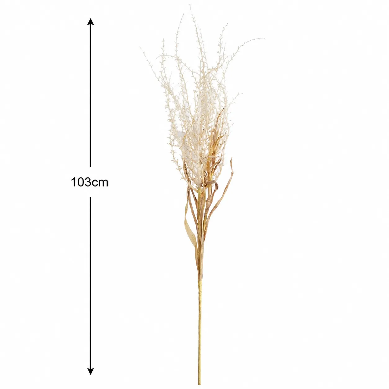 Rama de pampas artificial suelta real al tacto, Blanca (103cm)