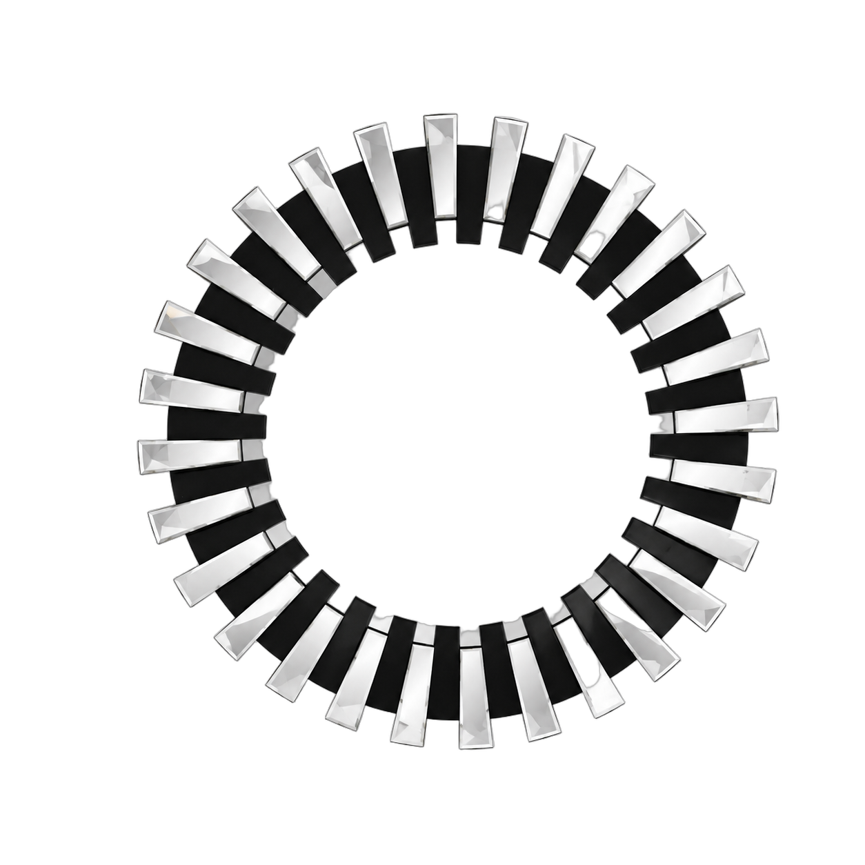 Espejo redondo rayos de sol bicolor, Negro y plateado (90cm)