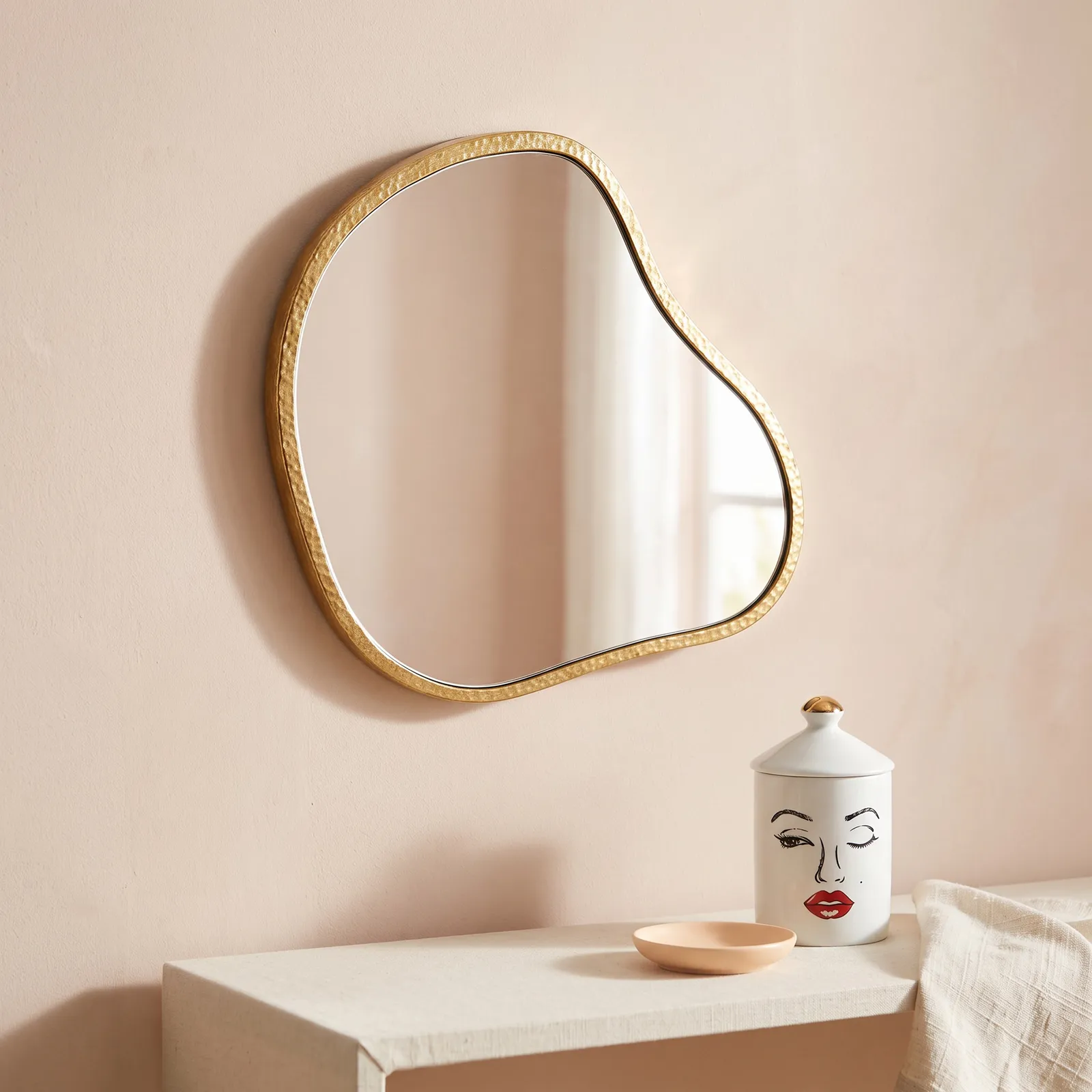 Espejo orgánico grande, Dorado (40*40cm)