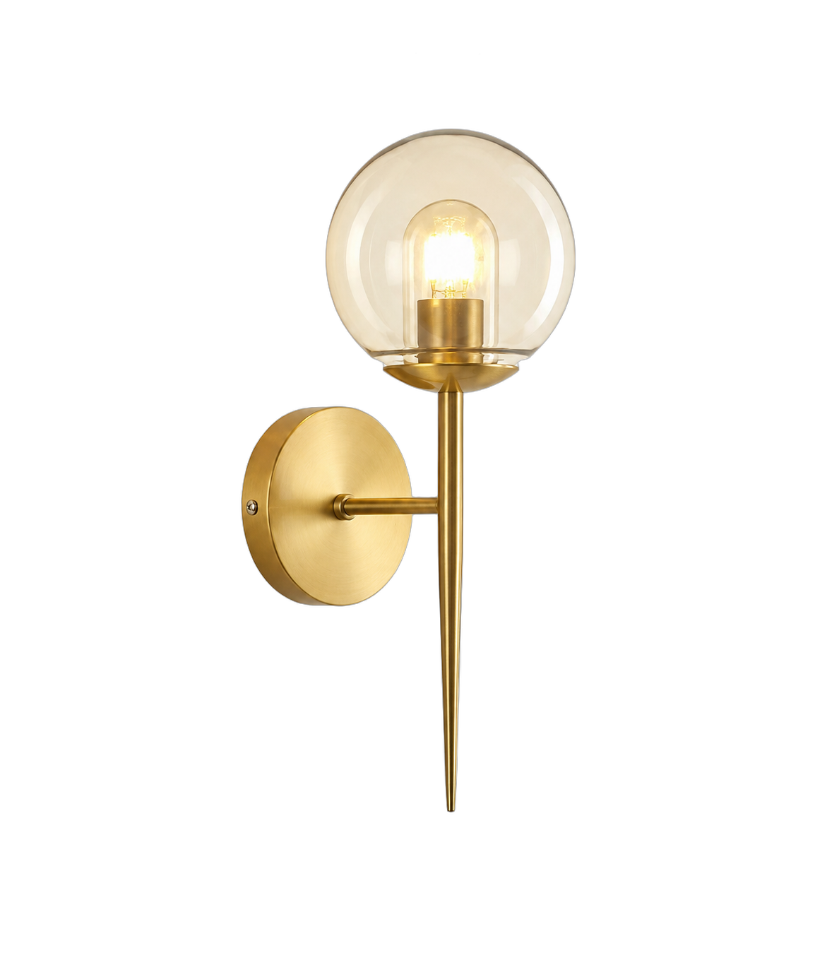 Aplique de pared esfera con base cónica, Dorado (13*15*35cm) (1 foco E27BULB3000K no incluido)