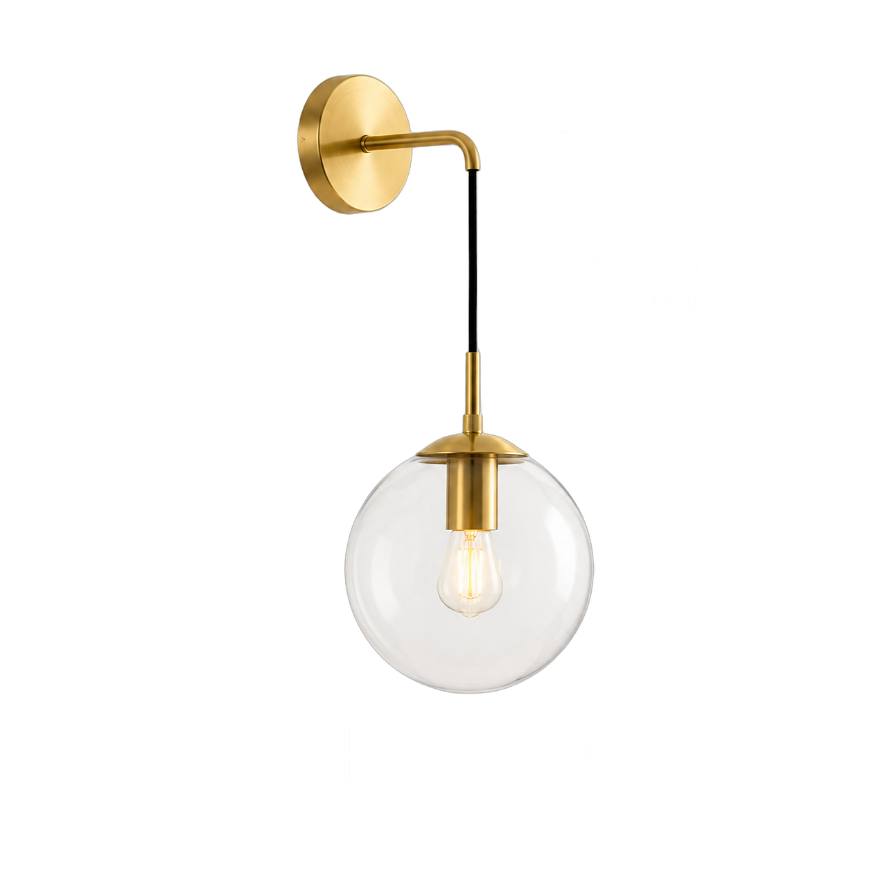 Aplique de pared esfera colgante grande, Dorado (20*25*45cm) (1 foco E27BULB3000K no incluido)