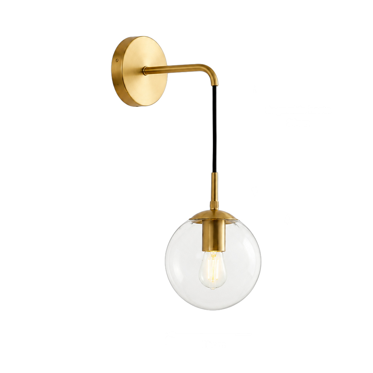 Aplique de pared esfera colgante pequeño, Dorado (15*20*45cm) (1 foco E27BULB3000K no incluido)