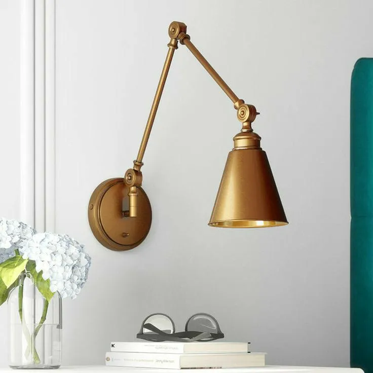 Aplique de pared brazo articulado industrial, Dorado (30*18.5*35cm) (1 foco E27 no incluido)