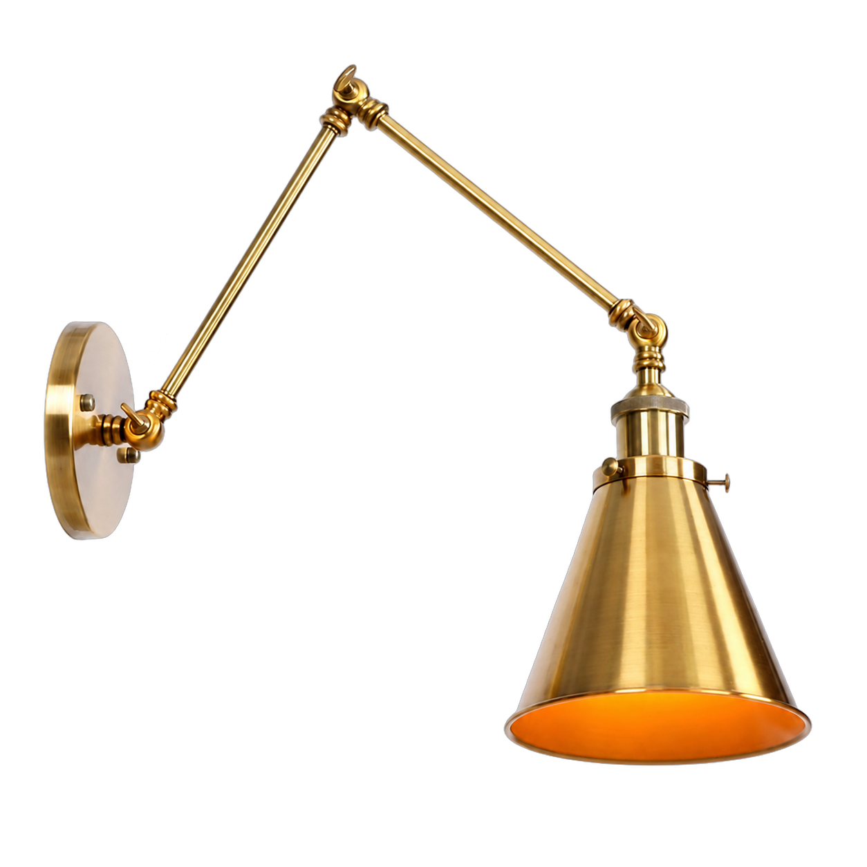 Aplique de pared brazo articulado industrial, Dorado (30*18.5*35cm) (1 foco E27 no incluido)