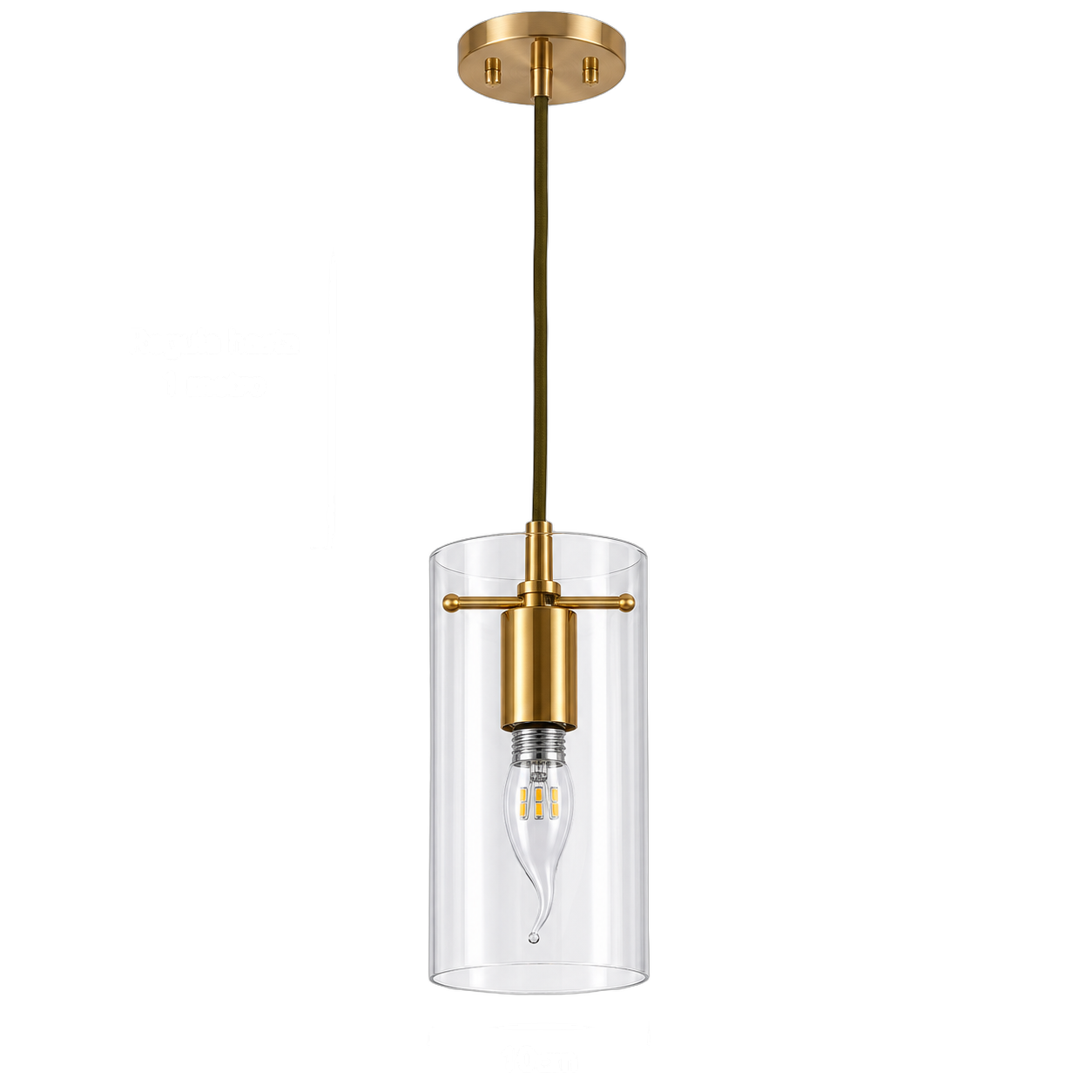 Lámpara colgante cilíndrica, Dorado (10*20*Regulable 100cm) (1 foco E14 no incluido)