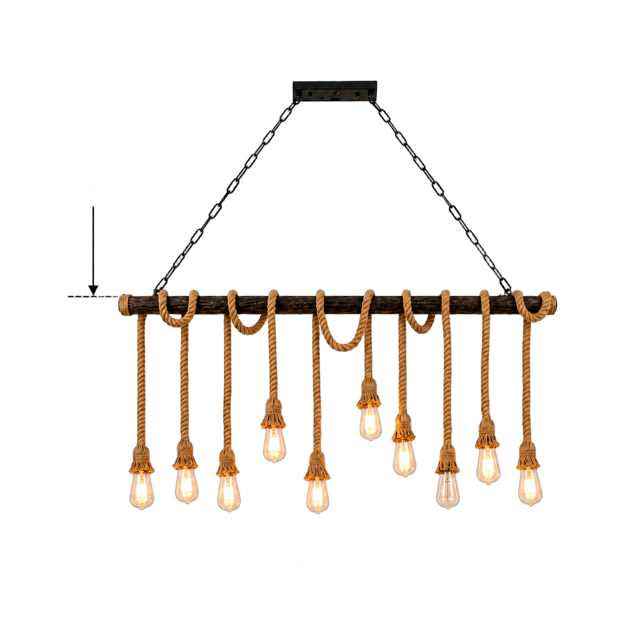 Guirnalda colgante de bombillas con cuerda grande, Café (150*Regula 87cm) (10 focos E27 no incluidos)