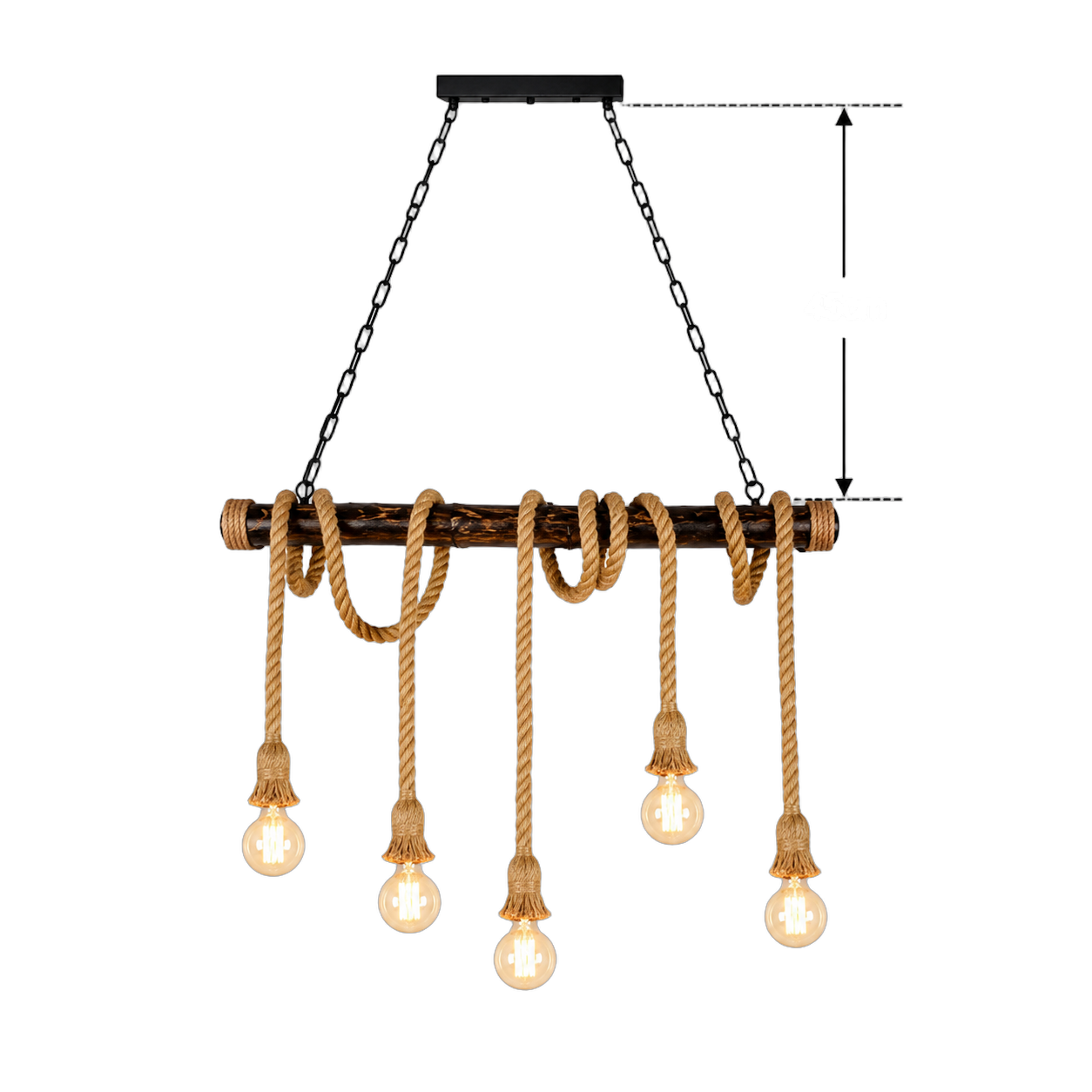Guirnalda colgante de bombillas con cuerda pequeña, Café (80*Regula 45cm) (5 focos E27 no incluidos)