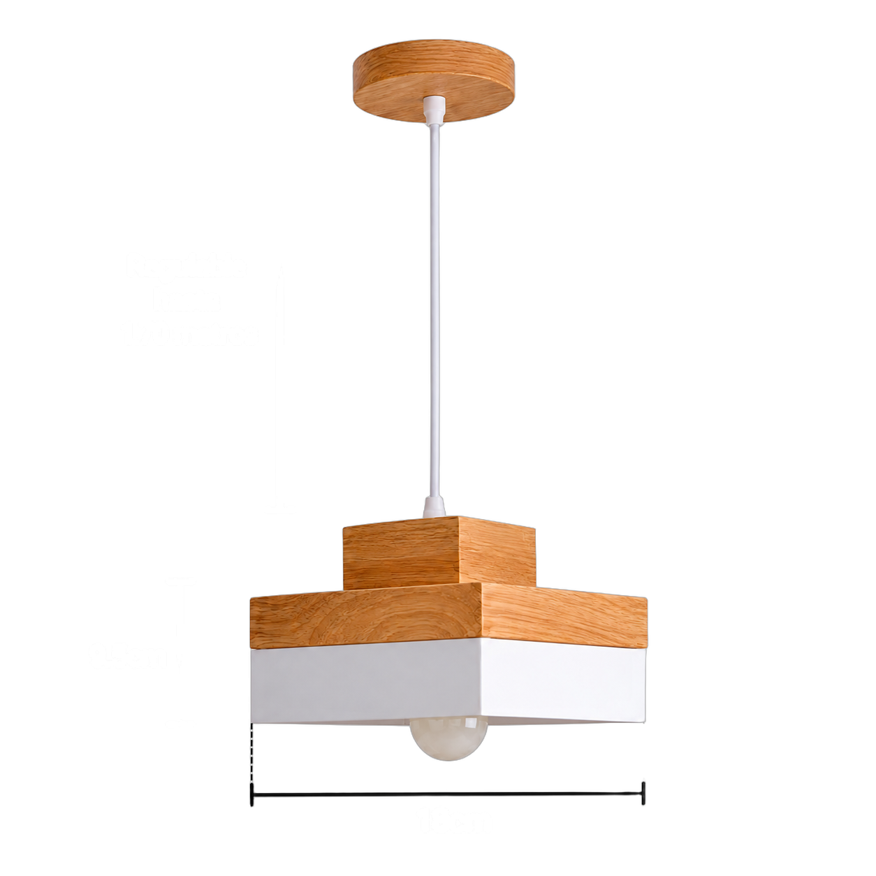 Lámpara colgante cubo de madera bicolor, Natural (18*12*Regula 170cm) (1 foco E27BULB3000K no incluido)
