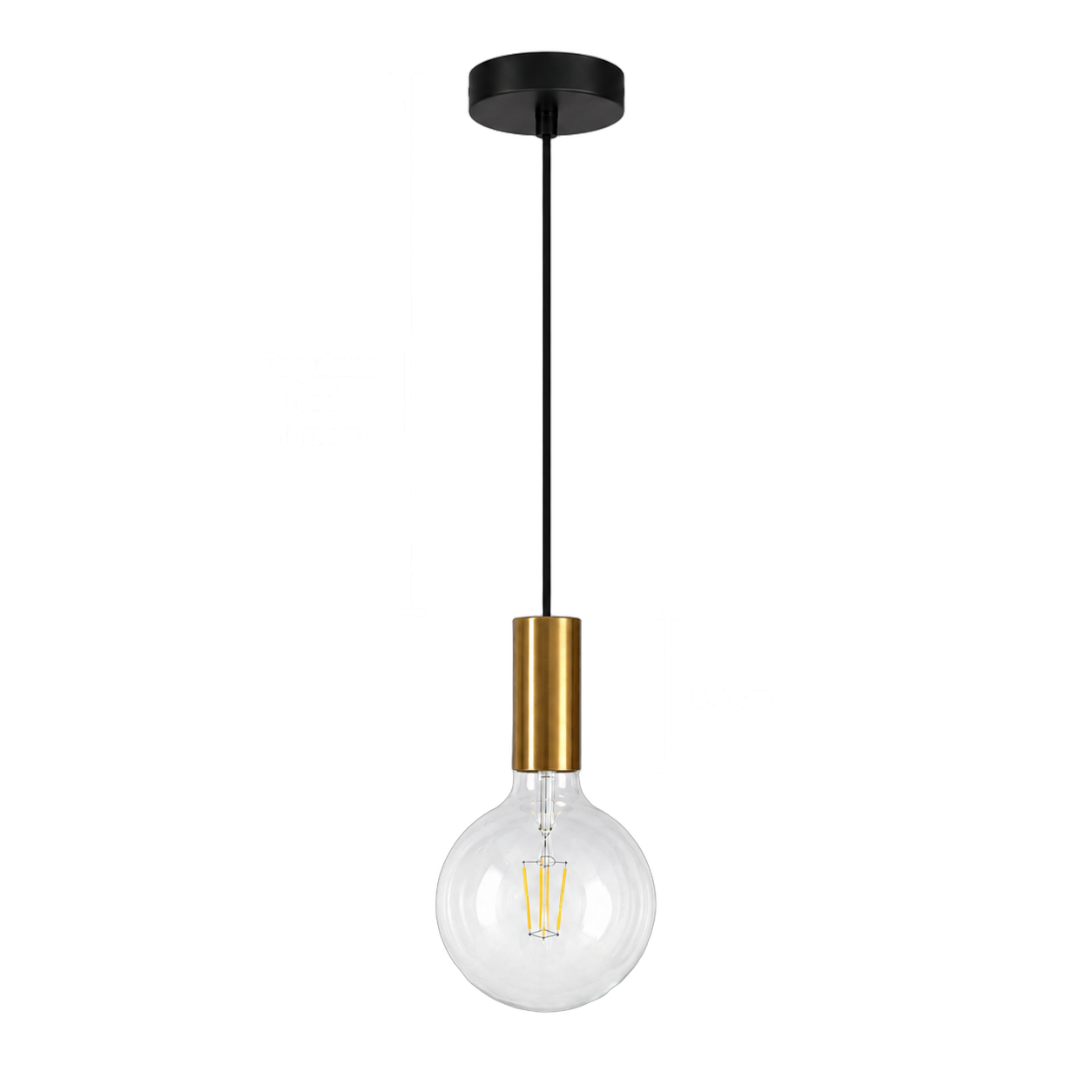 Lámparas colgantes minimalistas, Negro y dorado (100cm) (1 foco E27BB no incluido)