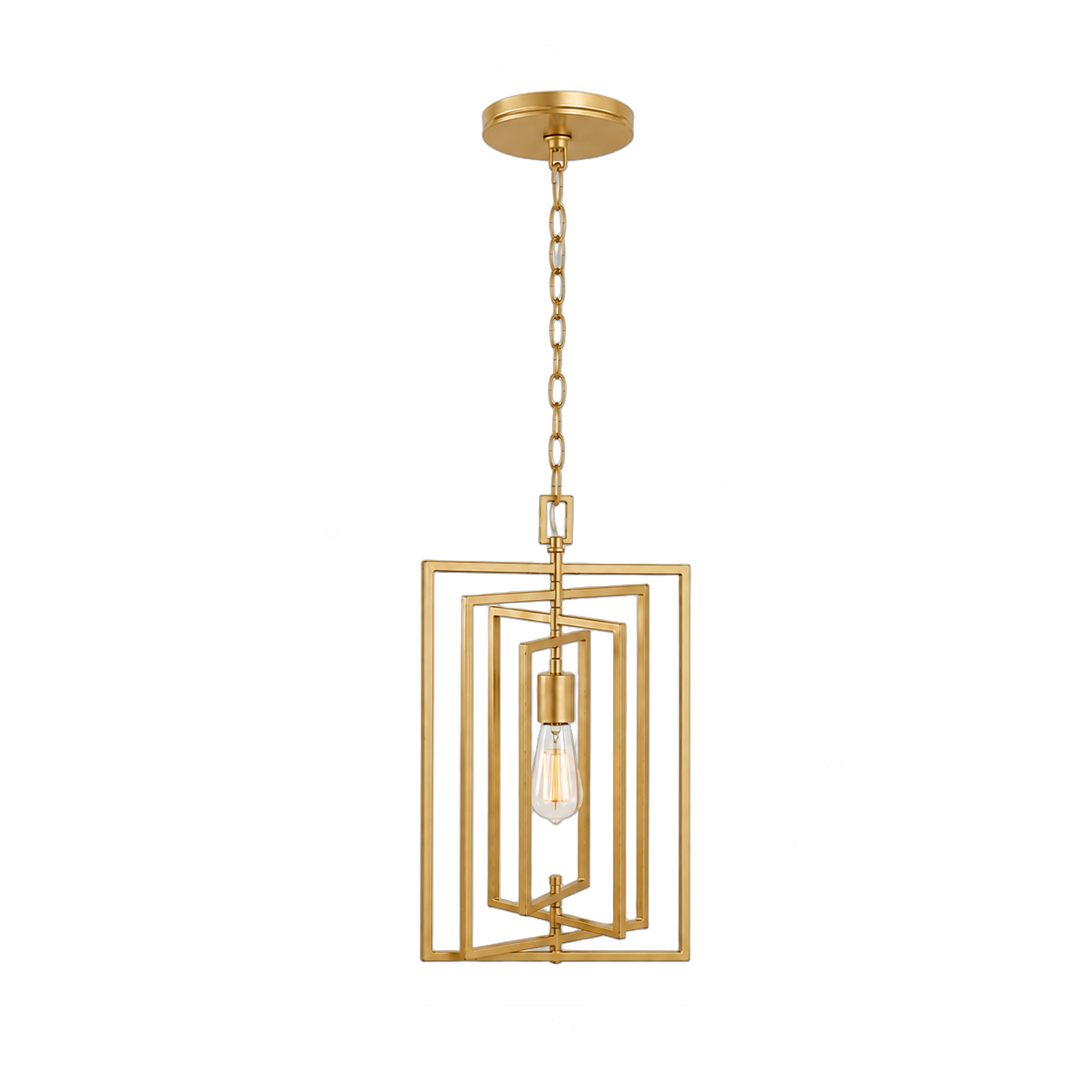 Lámpara colgante marcos rectangulares anidados, Dorado (26*42*Regula 60cm) (1 foco E27BULB3000K no incluido)