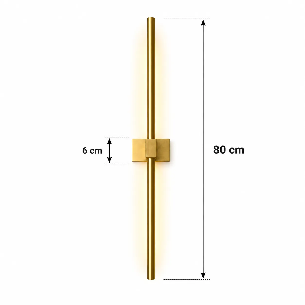 Aplique de pared minimalista, Dorado (12*6*80cm) (Circuito LED integrado, 3 temperaturas de luz: cálida 3000K, neutra 4500K, blanca 6000K, vida útil 25000 horas)