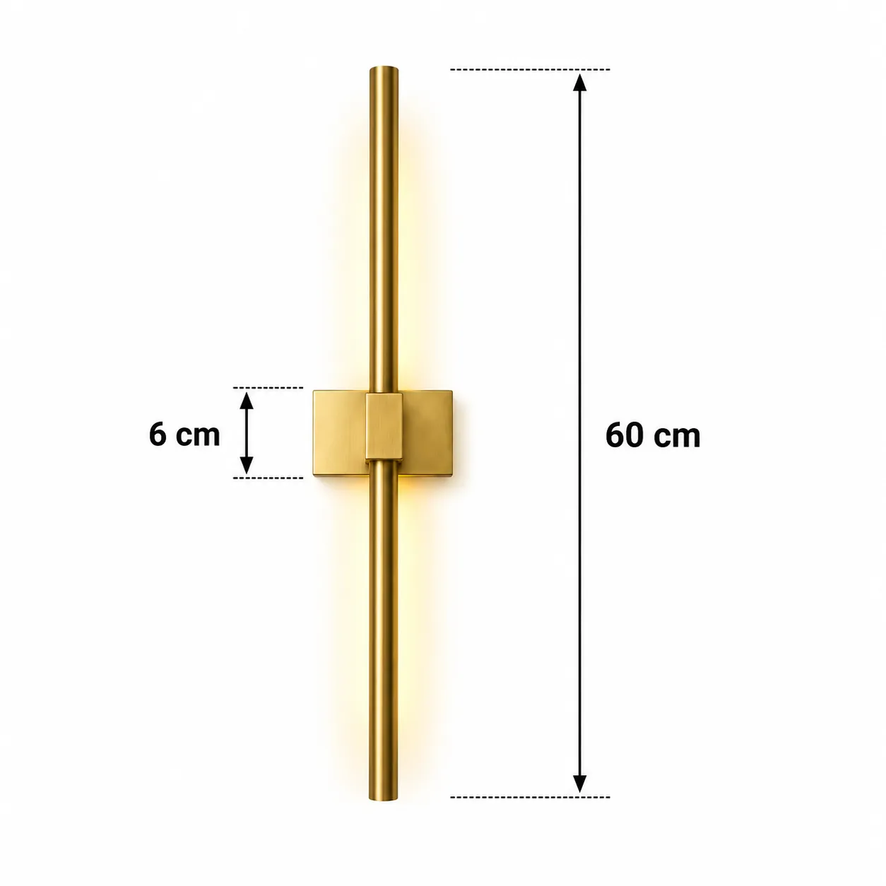 Aplique de pared minimalista, Dorado (12*6*60cm) (Circuito LED integrado, 3 temperaturas de luz: cálida 3000K, neutra 4500K, blanca 6000K, vida útil 25000 horas)